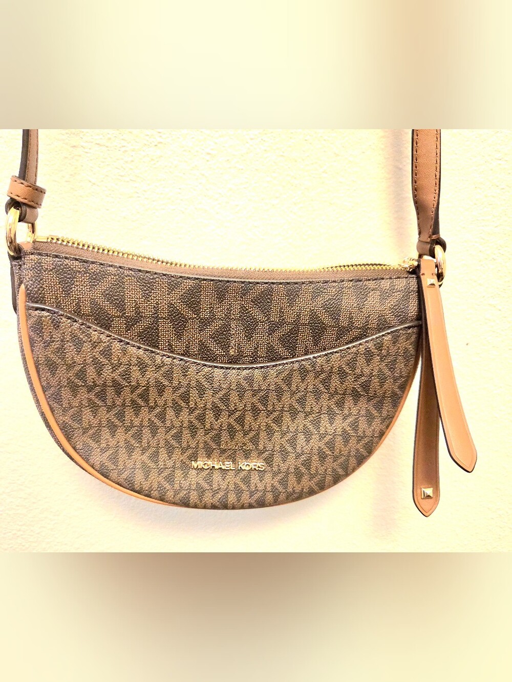 NEOT Michael Kors Brown Logo Crescent Shoulder Bag